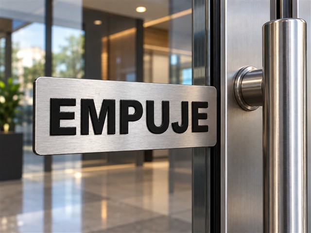 Placa Empuje sobre puerta de cristal