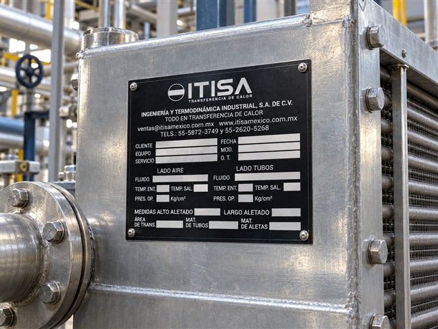 Placa negra de especificaciones de equipo ITISA