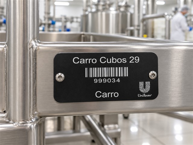 Etiqueta negra de carro con código de barras