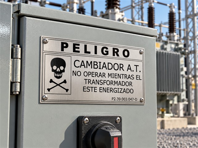 Advertencia para cambiador de transformador