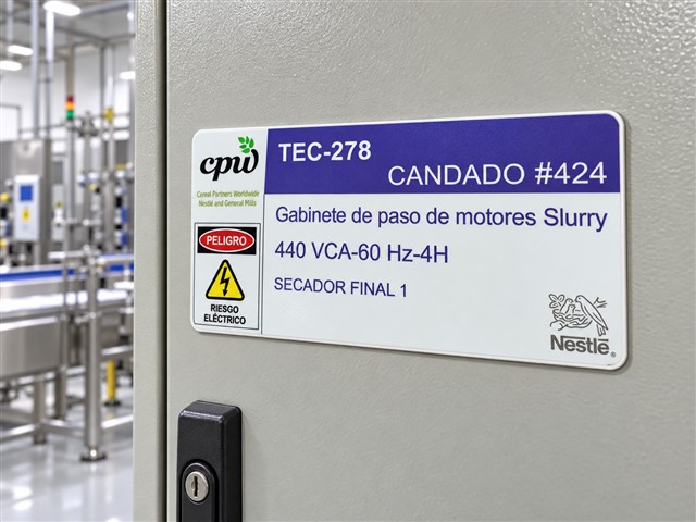 Etiqueta TEC-278 para gabinete de motores