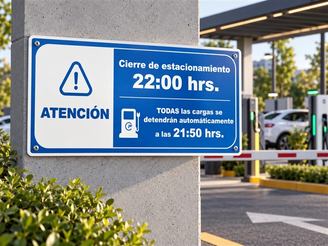 Aviso de horario de cierre del estacionamiento