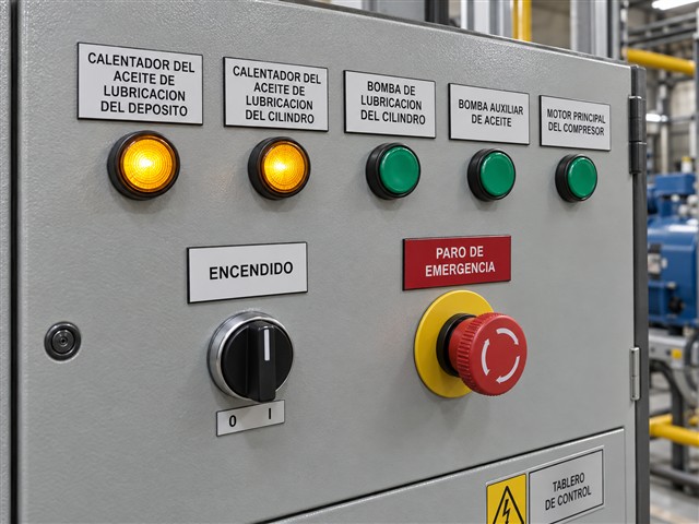 Leyendas para luces piloto y mandos