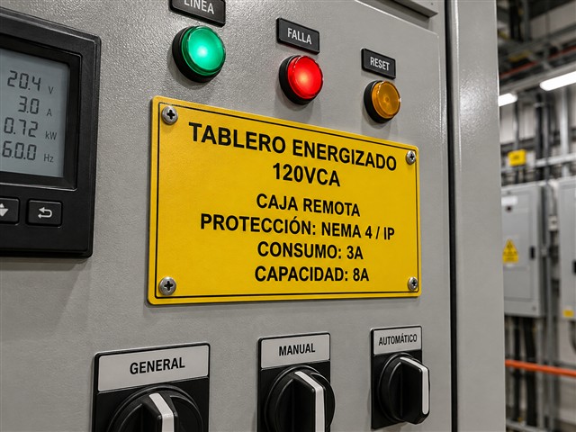 Placa amarilla de tablero energizado