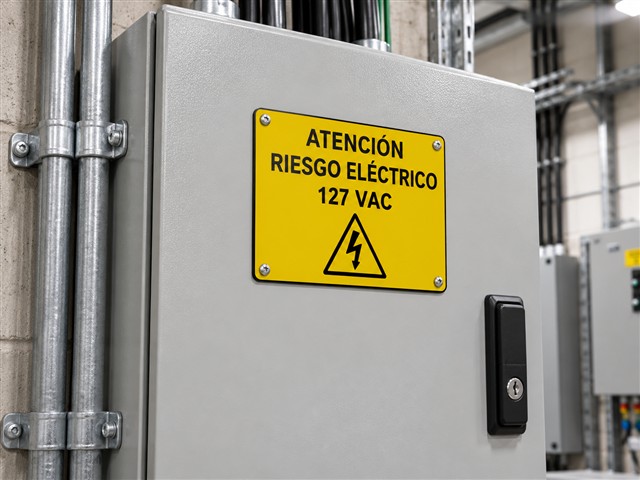 Advertencia de riesgo eléctrico de 127 VAC