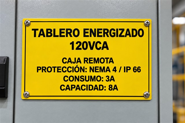 Datos de alimentación de tablero energizado