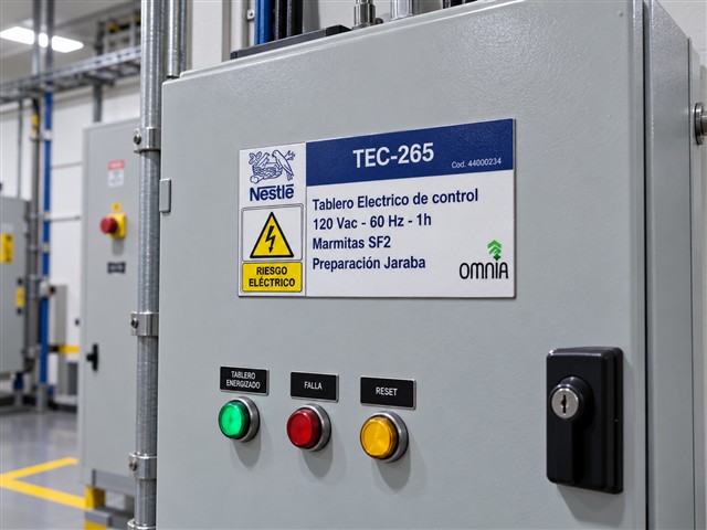 Etiqueta técnica TEC-265 con QR