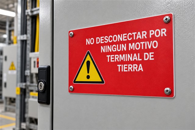 Aviso de no desconectar terminal de tierra