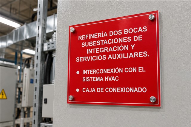 Placa roja para subestaciones y servicios auxiliares